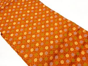 丸に花・幾何学模様織出し名古屋帯